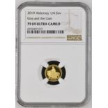 Alderney 2019 Gold 1/4 Sovereign Una and the Lion Proof NGC PF 69 ULTRA CAMEO