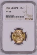 1963 Gold Sovereign NGC MS 65