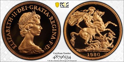 1980 Gold 2 Pounds (Double Sovereign) Proof PCGS PR69 DCAM