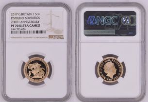 2017 Gold Sovereign 200th Anniversary Proof NGC PF 70 ULTRA CAMEO