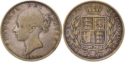 1844 Silver Halfcrown About fine