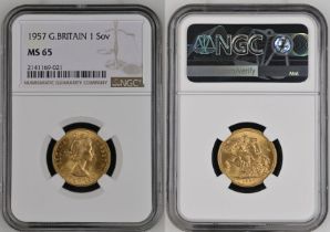 1957 Gold Sovereign NGC MS 65