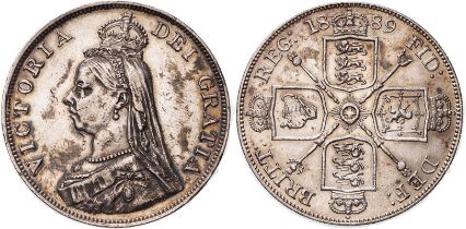 1889 Silver Double Florin Very fine, cleaned