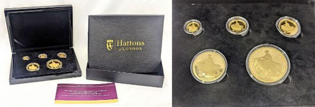 Alderney 2019 2019 Queen Victoria 200th Anniversary Una and the Lion 24ct Gold Five-Coin Set Box &