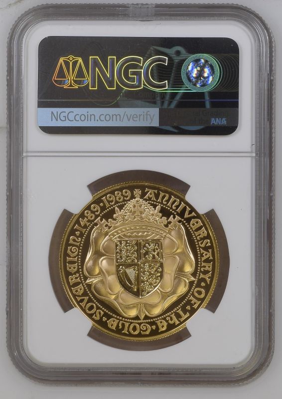 1989 Gold 5 Pounds (5 Sovereigns) 500th Anniversary Proof NGC PF 70 ULTRA CAMEO - Image 3 of 3