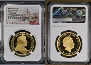 2022 Gold 100 Pounds (1 oz.) King George I Proof NGC PF 70 ULTRA CAMEO