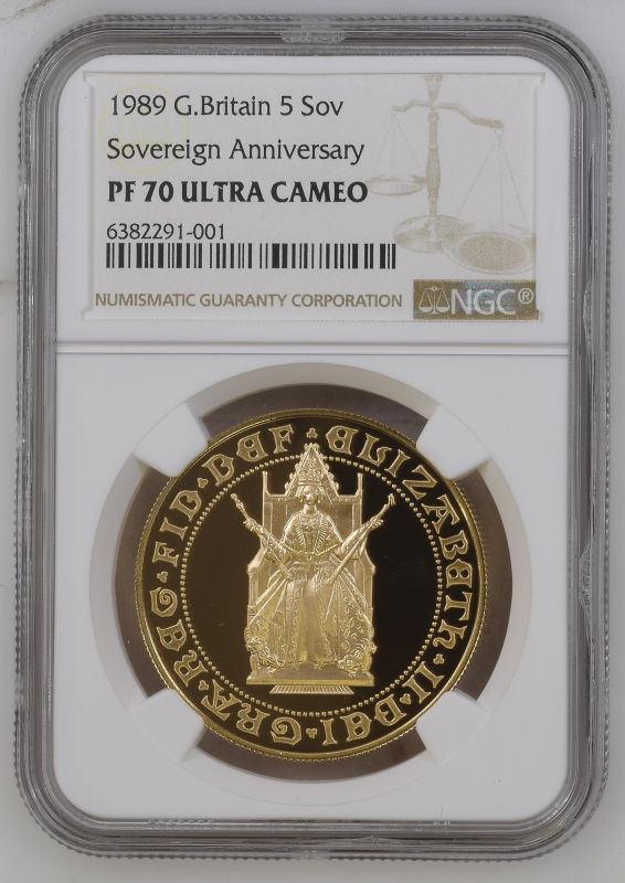 1989 Gold 5 Pounds (5 Sovereigns) 500th Anniversary Proof NGC PF 70 ULTRA CAMEO - Image 2 of 3
