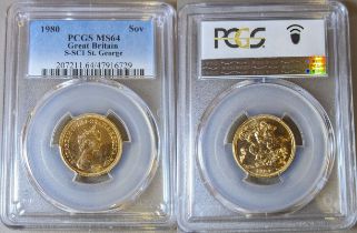 1980 Gold Sovereign PCGS MS64