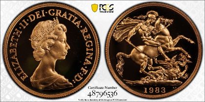 1983 Gold 2 Pounds (Double Sovereign) Proof PCGS PR69 DCAM