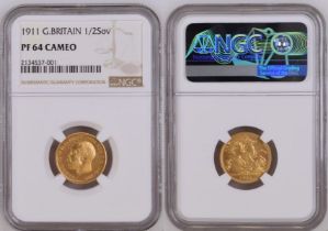 1911 Gold Half-Sovereign Proof NGC PF 64 CAMEO