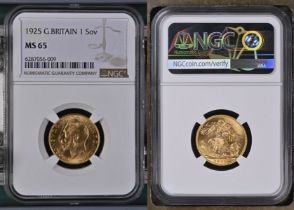 1925 Gold Sovereign NGC MS 65