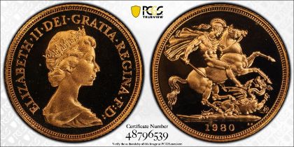 1980 Gold Sovereign Proof PCGS PR69 DCAM