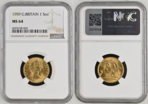 1958 Gold Sovereign NGC MS 64