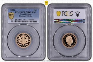 2022 Gold Sovereign Platinum Jubilee Proof PCGS PR70 DCAM Box & COA