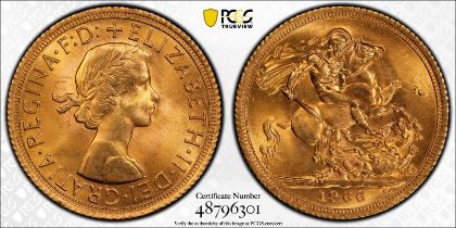 1966 Gold Sovereign PCGS MS64