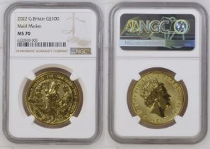 2022 Gold 100 Pounds (1 oz.) Maid Marian NGC MS 70