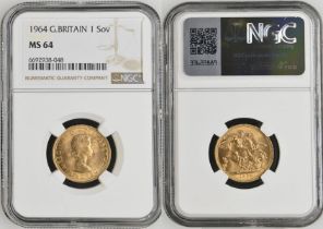 1964 Gold Sovereign NGC MS 64