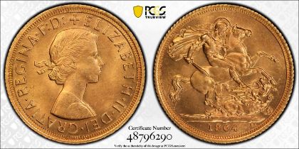 1964 Gold Sovereign PCGS MS65