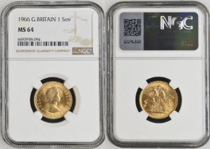 1966 Gold Sovereign NGC MS 64