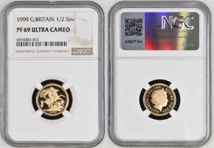 1999 Gold Half-Sovereign Proof NGC PF 69 ULTRA CAMEO