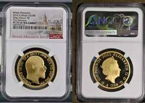 2022 Gold 100 Pounds (1 oz.) King Edward VII Proof NGC PF 70 ULTRA CAMEO