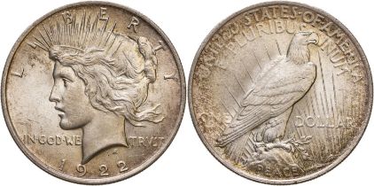 United States Peace dollars 1922 Silver 1 Dollar
