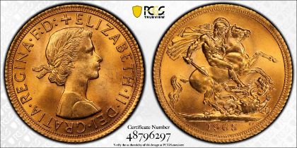 1965 Gold Sovereign PCGS MS65