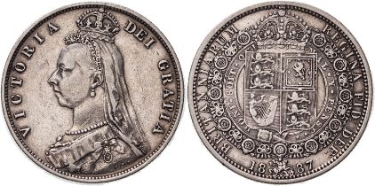 1887 Silver Halfcrown Jubilee Head About very fine