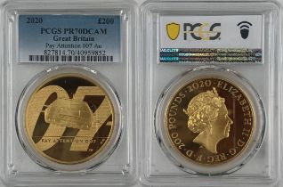 2020 Gold 200 Pounds (2 oz.) James Bond, Pay Attention Proof PCGS PR70 DCAM