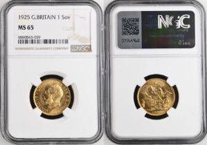 1925 Gold Sovereign NGC MS 65