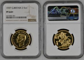 1937 Gold 2 Pounds (Double Sovereign) Proof NGC PF 64+