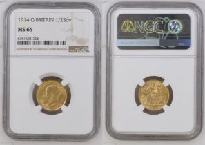 1914 Gold Half-Sovereign NGC MS 65