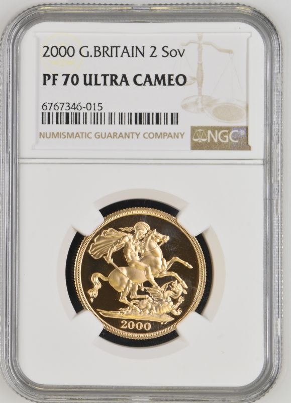2000 Gold 2 Pounds (Double Sovereign) Proof NGC PF 70 ULTRA CAMEO - Image 2 of 3