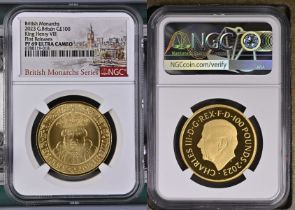 2023 Gold 100 Pounds (1 oz.) King Henry VIII Proof NGC PF 69 ULTRA CAMEO