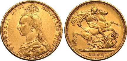 1892 M Gold Sovereign