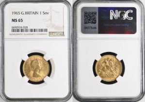 1965 Gold Sovereign NGC MS 65