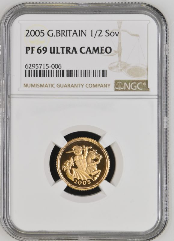 2005 Gold Half-Sovereign Reworked St. George Proof NGC PF 69 ULTRA CAMEO - Image 2 of 3