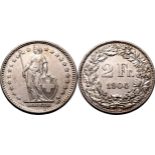 Switzerland 1904 Silver 2 Francs Near Extremely Fine