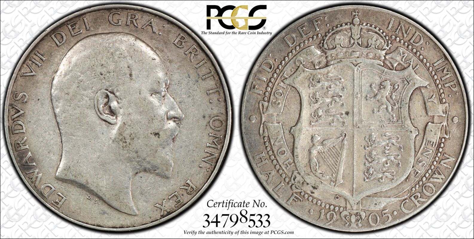 1905 Silver Halfcrown PCGS VF35