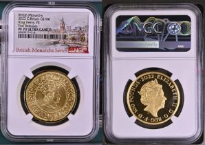 2022 Gold 100 Pounds (1 oz.) King Henry VII Proof NGC PF 70 ULTRA CAMEO