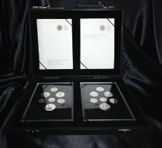 2008 Silver Proof 14 Coin Set Royal Shield of Arms & Emblems of Britain Box & COA