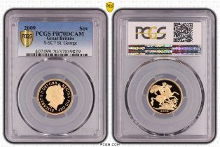 2009 Gold Sovereign Proof PCGS PR70 DCAM Box & COA