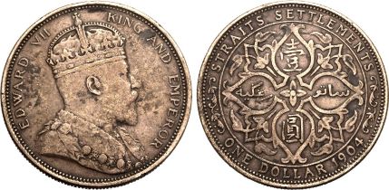 Straits Settlements Edward VII 1904 Silver Dollar