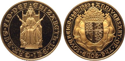 1989 Gold 2 Pounds (Double Sovereign) 500th Anniversary Proof