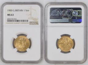 1900 Gold Sovereign NGC MS 63