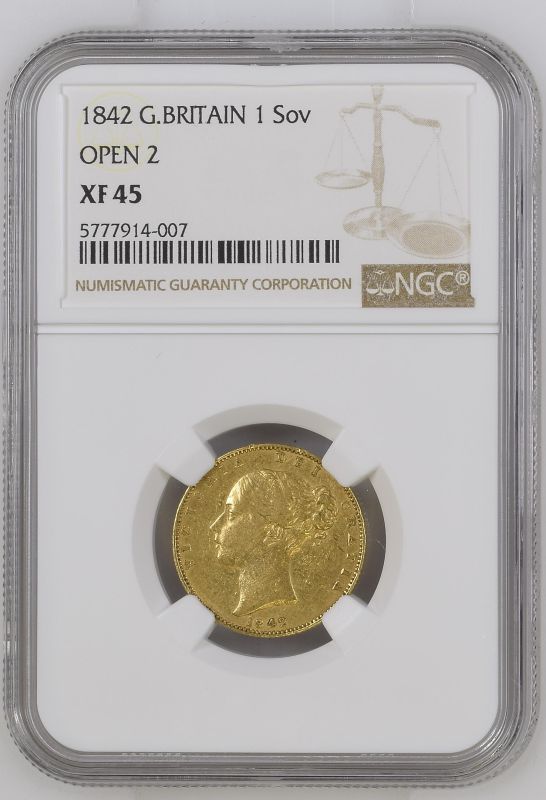 1842 Gold Sovereign Open 2 NGC XF 45 - Image 2 of 3