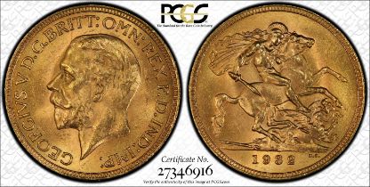 1932 SA Gold Sovereign PCGS MS64