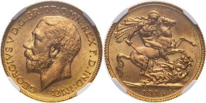 1914 C Gold Sovereign NGC MS 63