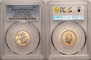 1993 Gold Sovereign Proof PCGS PR70 DCAM