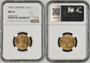 1965 Gold Sovereign NGC MS 64